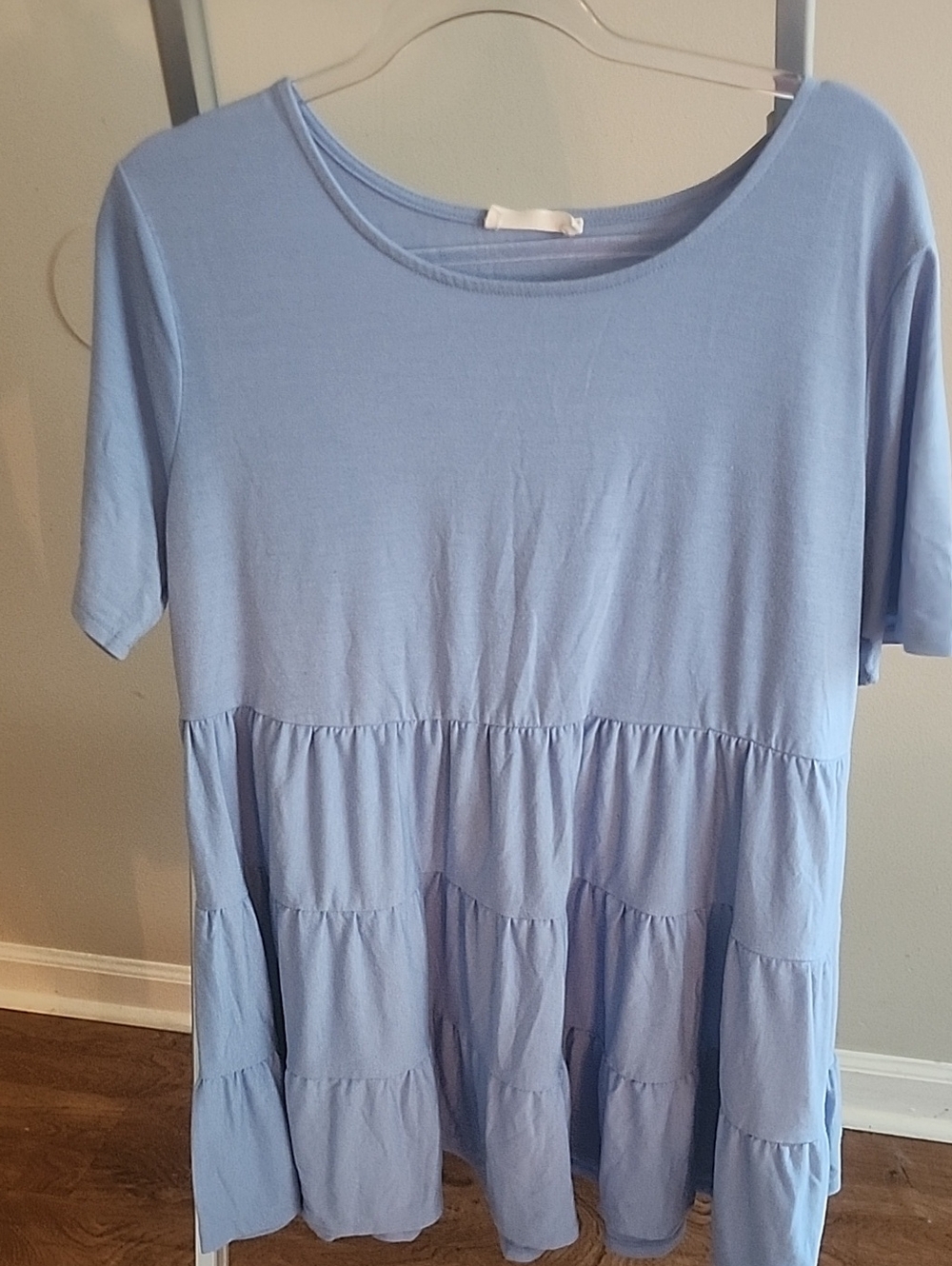 Light Blue Tiered Scoop-Neck Tunic Top